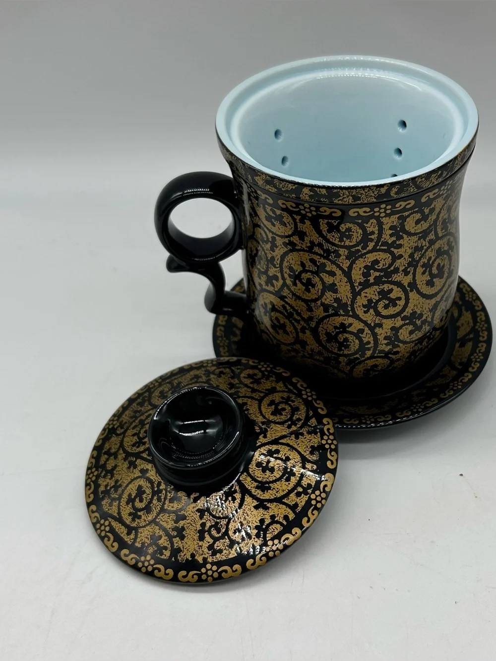 NEW Chinese Tea Cup Diffuser Set Gzhengfu Black Gold